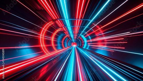 Wallpaper Mural Neon speed tunnel representing high-tech motion energy Torontodigital.ca