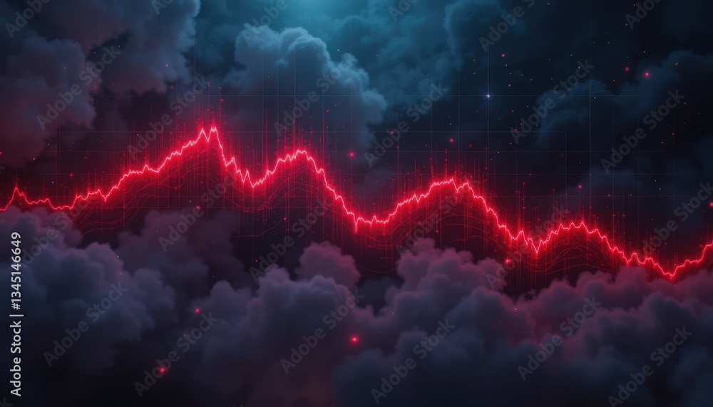 Glowing Red Wave A Striking Visual Representation of a Downward Financial Trend Glowing Red Wave A Striking Visual Representation of a Downward Financial Trend