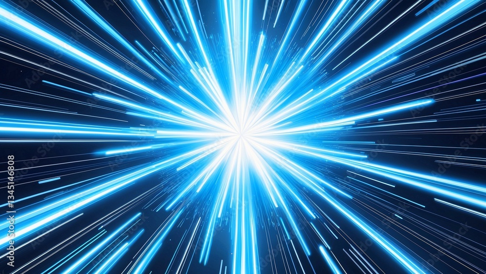 Fototapeta premium Radiant blue energy burst symbolizing technological power