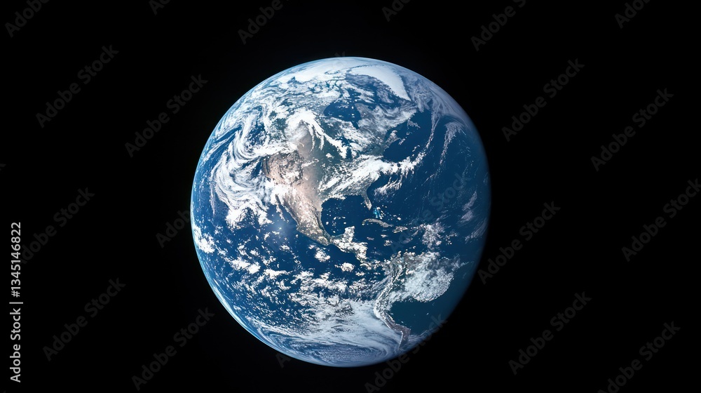 A stunning shot of Earth from space, showing the blue oceans, white clouds, and green continents against the vastness of space, highlighting the fragility of our planet A stunning shot of Earth from space, showing the blue oceans, white clouds, and green continents against the vastness of space, highlighting the fragility of our planet