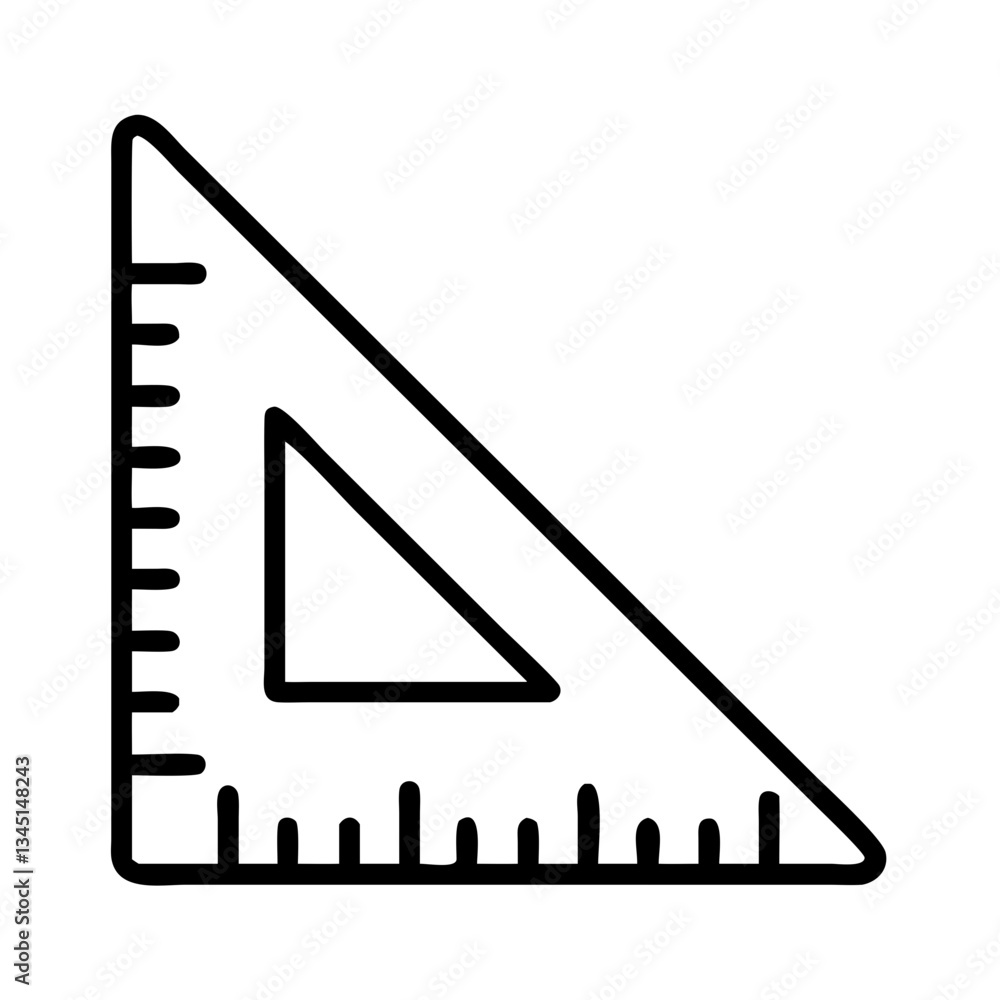 Triangle ruler with measurement lines on a white background Triangle ruler with measurement lines on a white background