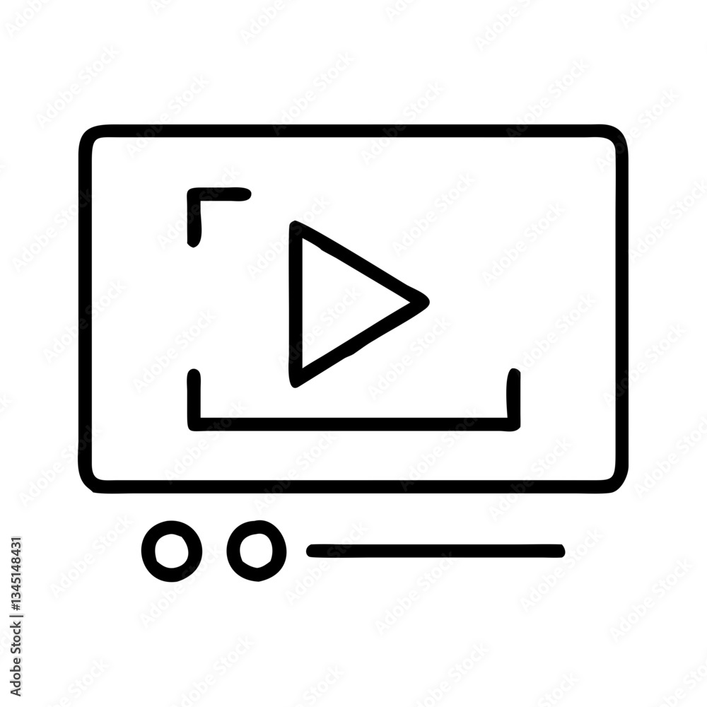 Video player icon with play button in minimalist style Video player icon with play button in minimalist style