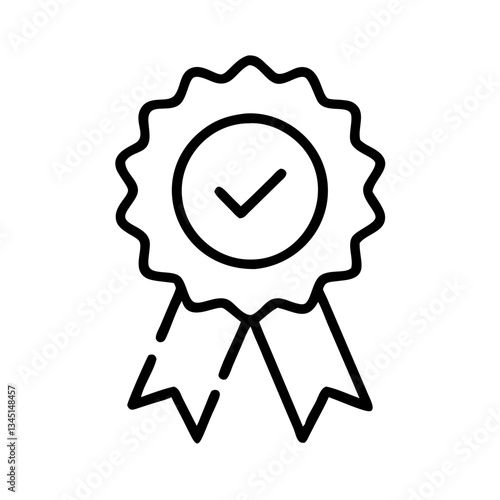 Certification Badge with Checkmark in Simple Outline Style  