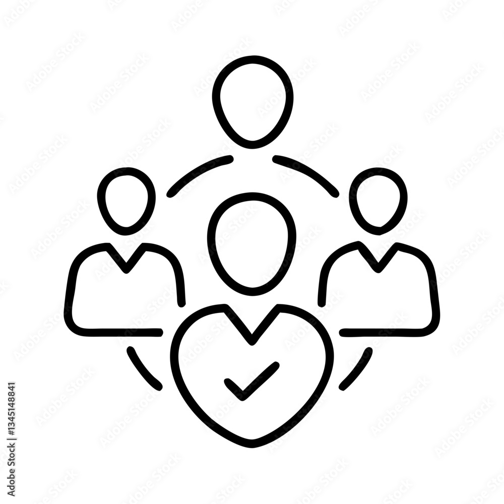 Employee Benefits Symbol with Community and Heart Focus Employee Benefits Symbol with Community and Heart Focus