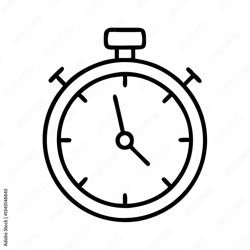 Stopwatch outline icon on a white background Stopwatch outline icon on a white background