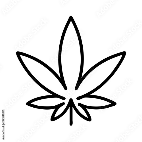 hemp leaf outline icon in minimal style on a white background  