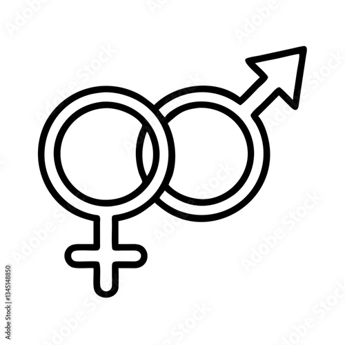 Gender symbols intertwined in minimalist line art design  