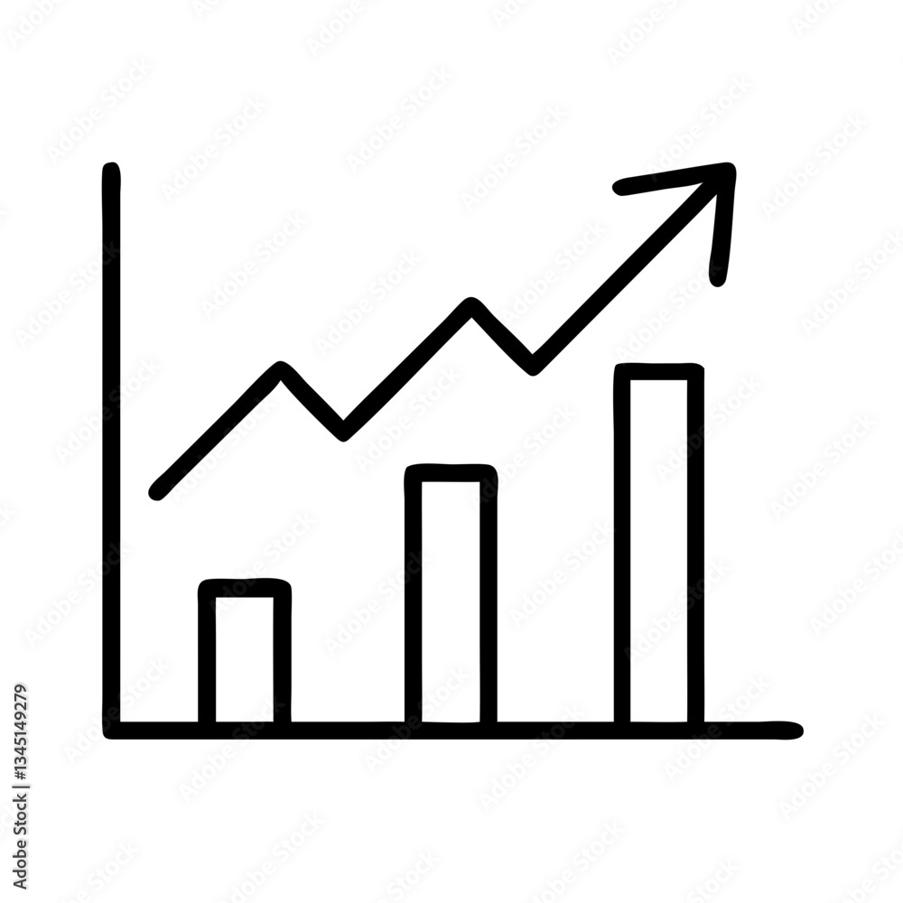 Growth chart showing increasing data trends in minimal style Growth chart showing increasing data trends in minimal style