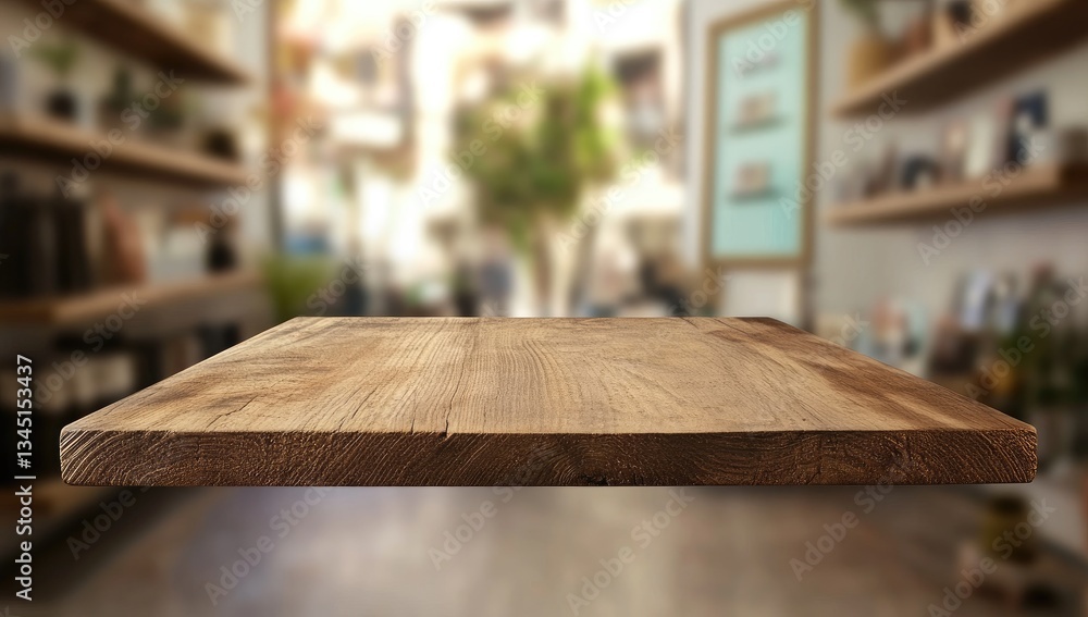 Fototapeta premium Wooden table top in a store interior