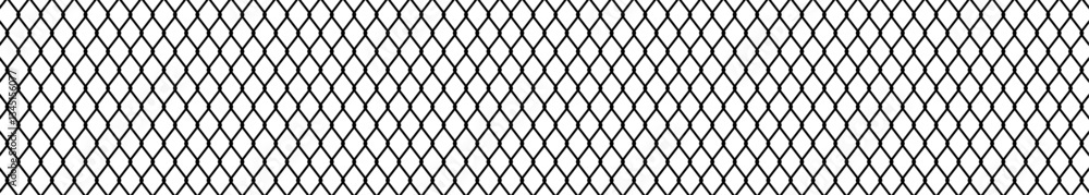 Naklejka premium Seamless basketball net pattern with black and white geometric texture, repeating fishnet-inspired background design. Flat vector illustration isolated on white background.