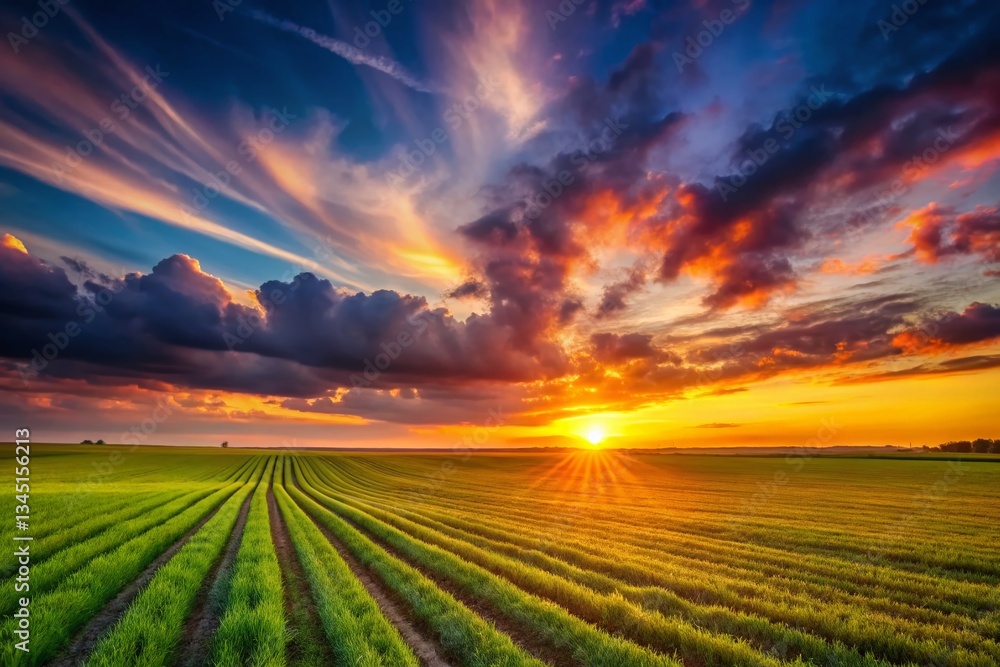Obraz premium Abstract Landscape: Geometric Lines & Horizon, Minimalist Nature Background
