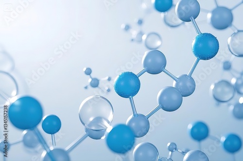 White and light blue medical abstract gradient background with molecules. web banner.