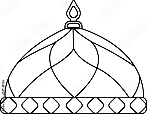 Muslim cap, Islamic religious cap Icon  line art vector illustration black color thin line