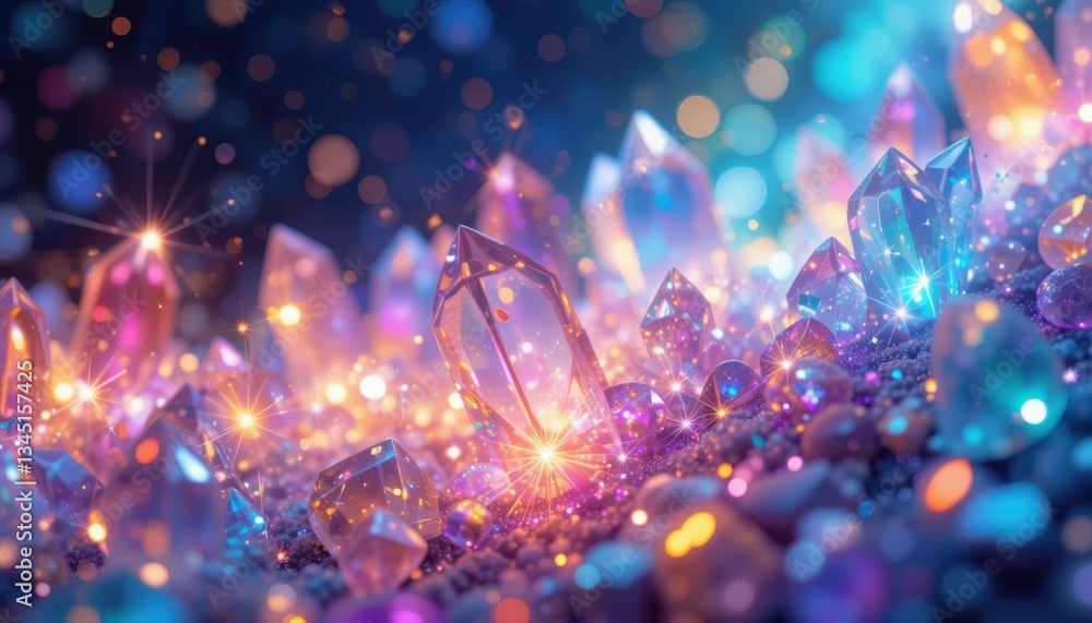 Vibrant Abstract Crystal Background Sparkling Gemstones & Prismatic Light Vibrant Abstract Crystal Background Sparkling Gemstones & Prismatic Light
