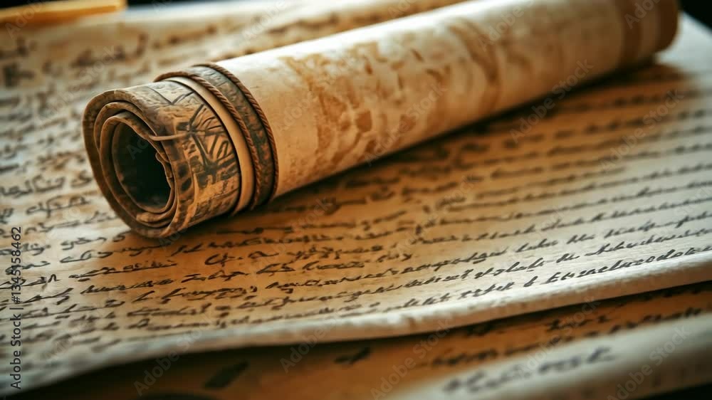 Ancient scroll with hebrew text on weathered paper International Public Domain Day Ancient scroll with hebrew text on weathered paper International Public Domain Day