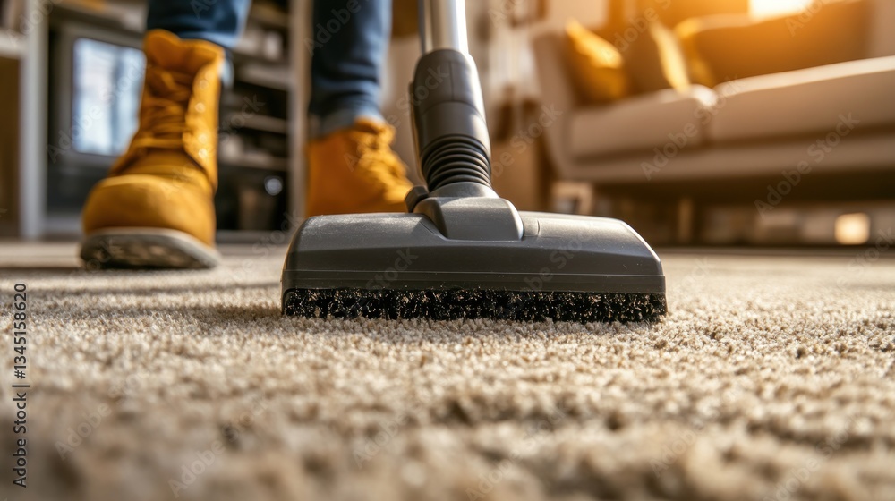 Cleaning the Carpet with a Vacuum Cleaner A CloseUp View of Household Chores and Maintenance Cleaning the Carpet with a Vacuum Cleaner A CloseUp View of Household Chores and Maintenance