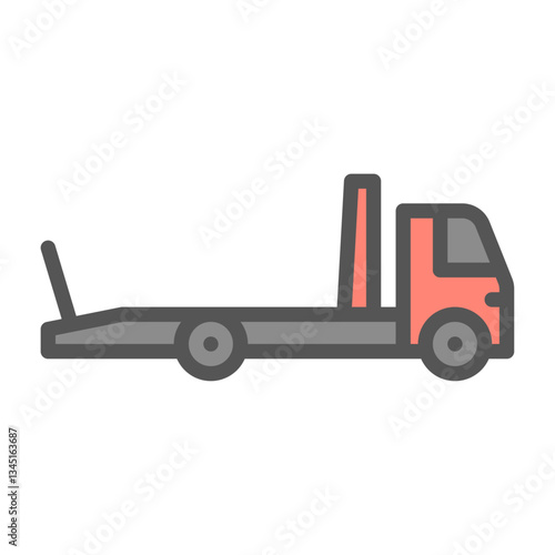 Tow Truck filled outline icon. towing truck colour line illustration