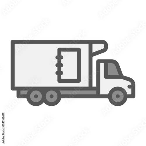 Refrigerated Truck filled outline icon. truck colour line illustration