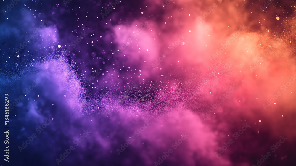 Fototapeta premium Vivid color dust particles frozen in motion forming an abstract splash on black