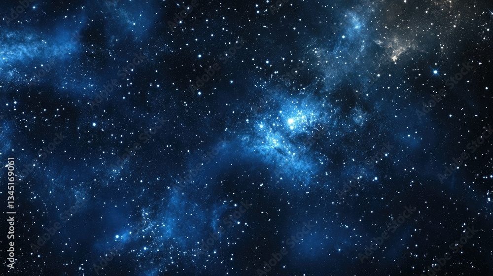 Fototapeta premium A breathtaking night sky filled with countless twinkling stars, set against a deep blue cosmic canvas, radiating celestial charm and cosmic wonder