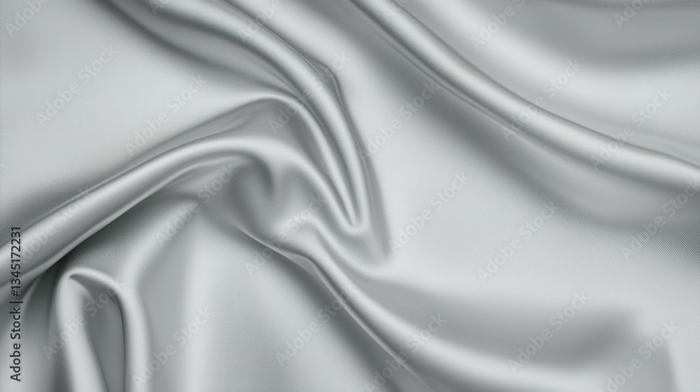 Obraz premium Silky and silver fabric is draped and appears with folds