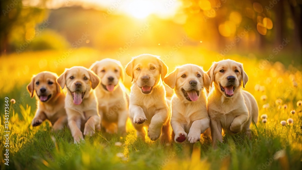 Adorable Yellow Lab Puppies Playing, Long Exposure Photography Adorable Yellow Lab Puppies Playing, Long Exposure Photography
