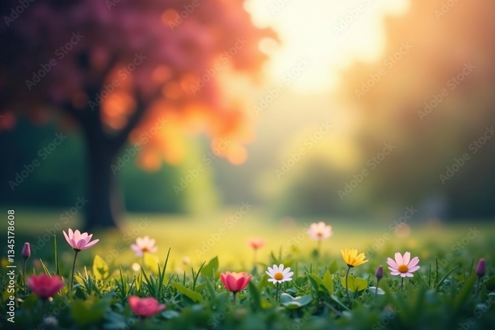 Fototapeta premium Abstract blurred nature scene, soft focus, calming palette, light, texture, design