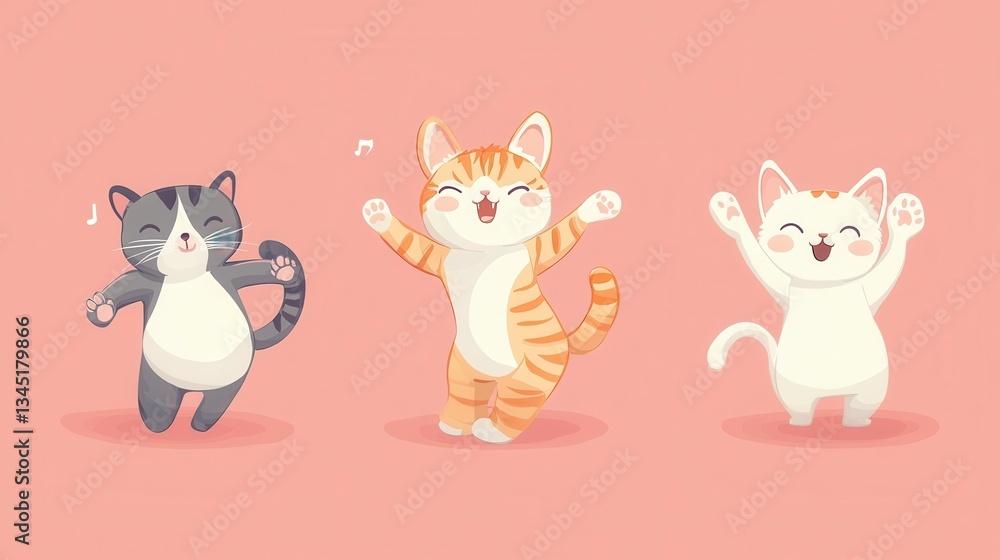 Obraz premium Happy Dancing Cute Cats