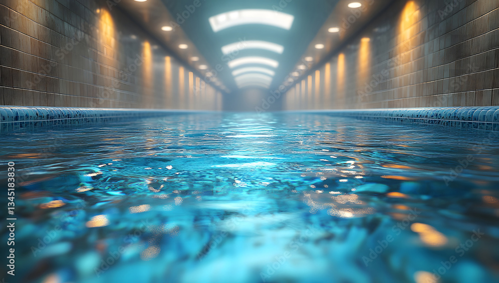 Obraz premium Serene Indoor Pool Tranquil Water, Relaxing Spa Atmosphere