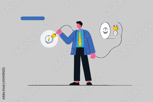 Businesswoman wants to take a decision and tossing coin, decision making by chance with coin, decision making concept Creative solutions vector illustration. 