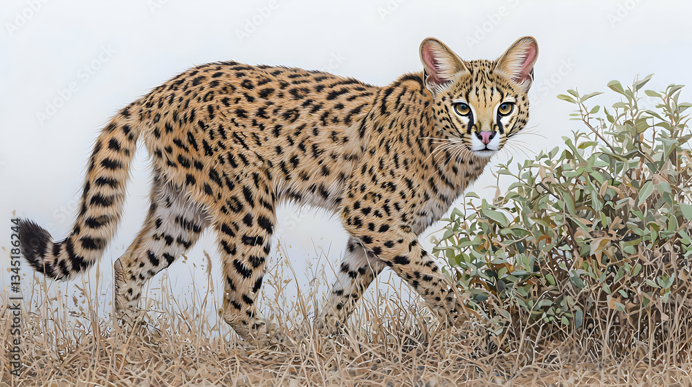 Caracal Walking Through Desert Landscape Caracal Walking Through Desert Landscape