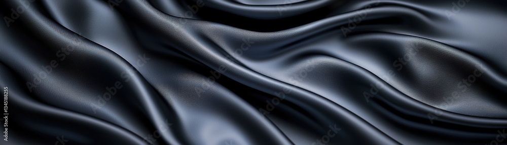 Obraz premium A close-up view of rich, dark fabric with smooth, flowing waves that create an elegant and luxurious appearance.