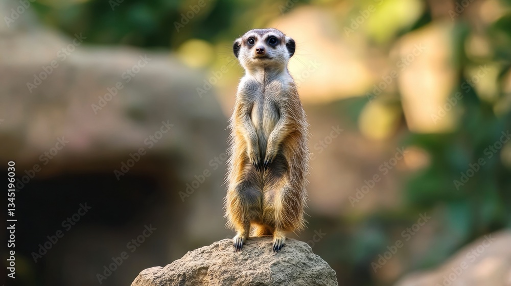 Fototapeta premium Alert Meerkat on Rock