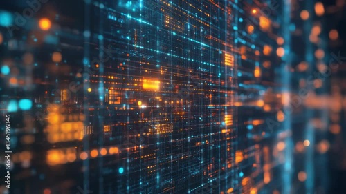 Wallpaper Mural Complex network activity visualizes data traffic flowing through futuristic server racks, creating a dynamic representation of digital information processing Torontodigital.ca