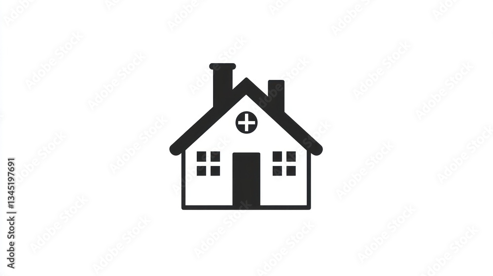 Simple black and white house icon, graphic design element Simple black and white house icon, graphic design element