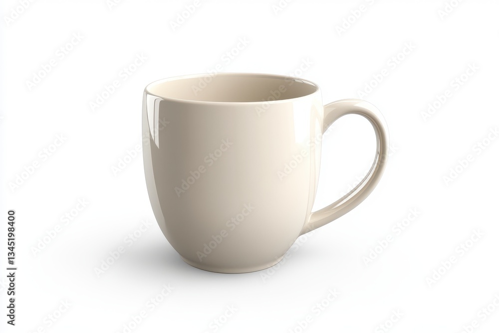 Unbranded coffee mug featuring a curved handle isolated on white background for modern beverage presentation ideas Unbranded coffee mug featuring a curved handle isolated on white background for modern beverage presentation ideas