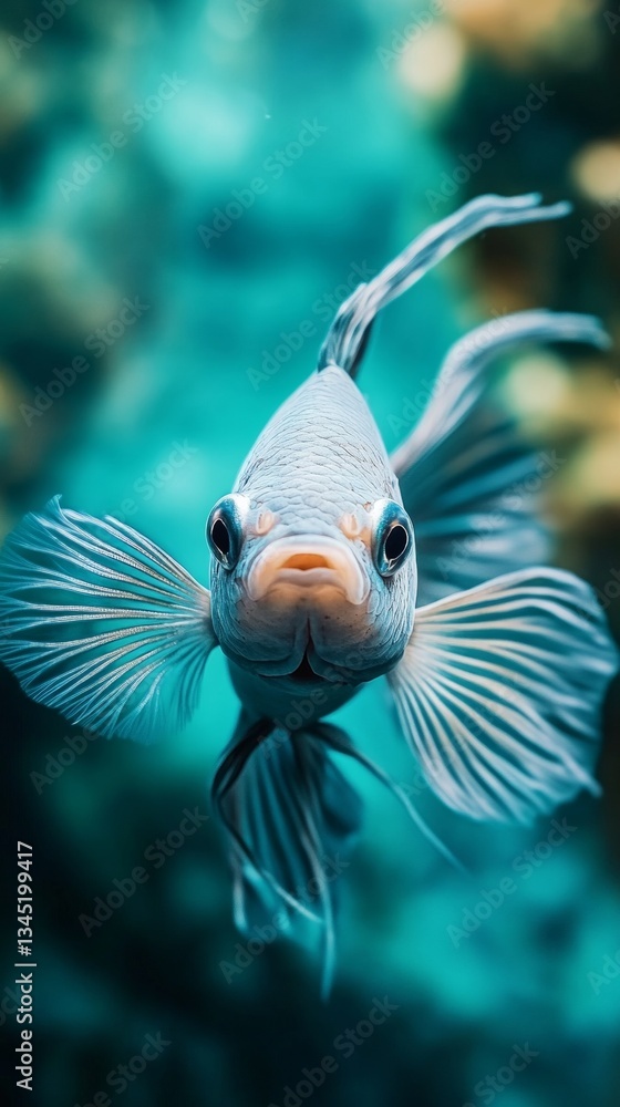 Naklejka premium A close-up front view of a betta fish in the ocean