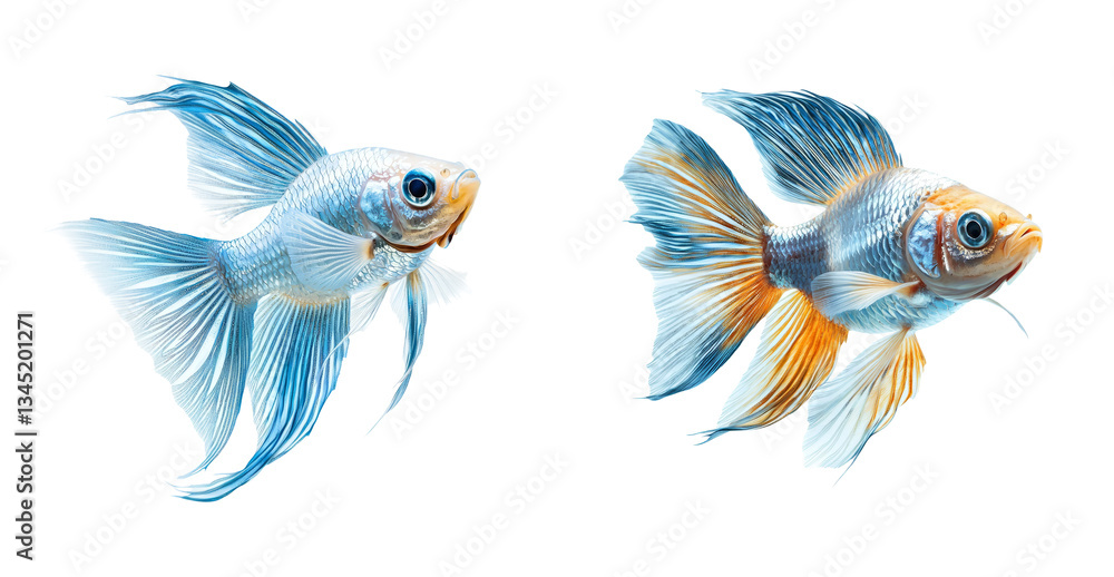 Colorful goldfish swimming gracefully, showcasing vibrant fins and scales Colorful goldfish swimming gracefully, showcasing vibrant fins and scales