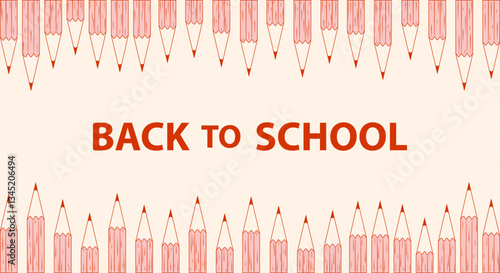 Back to school background with pencils. School horizontal banner. Vector illustration.