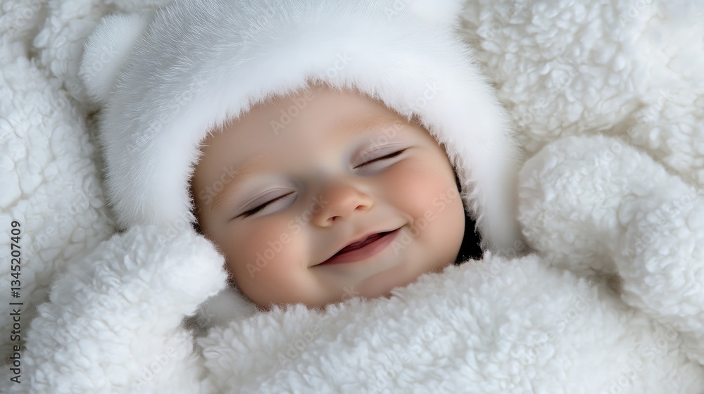 A peaceful baby, wrapped in soft white A peaceful baby, wrapped in soft white