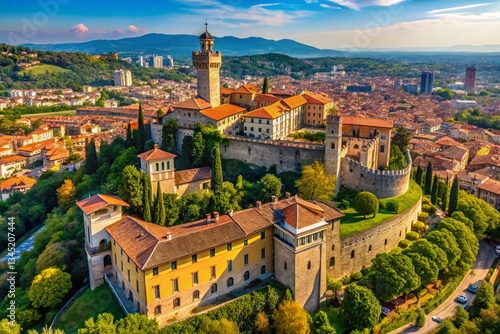 Wallpaper Mural Aerial View of Verona's Forte Sofia Fortress from Lourdes Cathedral Rooftop Torontodigital.ca