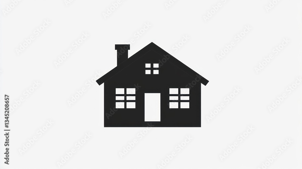 Fototapeta premium Simple Silhouette of a House, Front View, Flat Design, Graphic, Icon, for Use in Websites, Apps, or Presentations