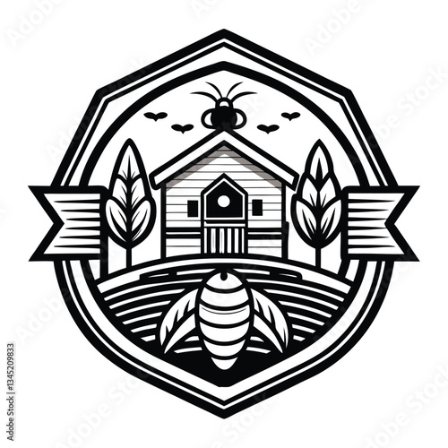 Retro Bee Badges for Honey Farm and Beekeepers