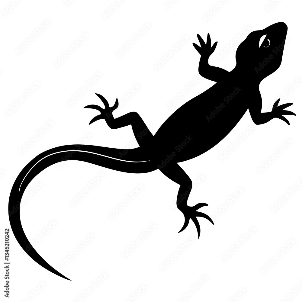 Obraz premium Lizard black Vector Silhouette