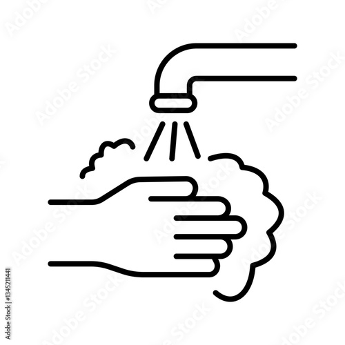 Icon  of disease prevention protect. Vector sanitizer, antiseptic, antibacterial symbols. Healthcare wash hands with rinse water, tap, soap safety icon.