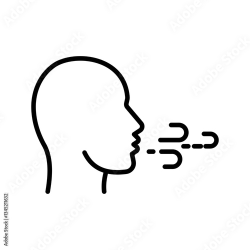 man blowing icon, smoking , thin line symbol isolated on white background, editable stroke eps 10 vector illustration