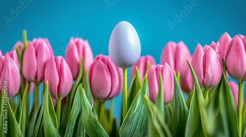 Delicate Pink Tulips and a Pastel Egg