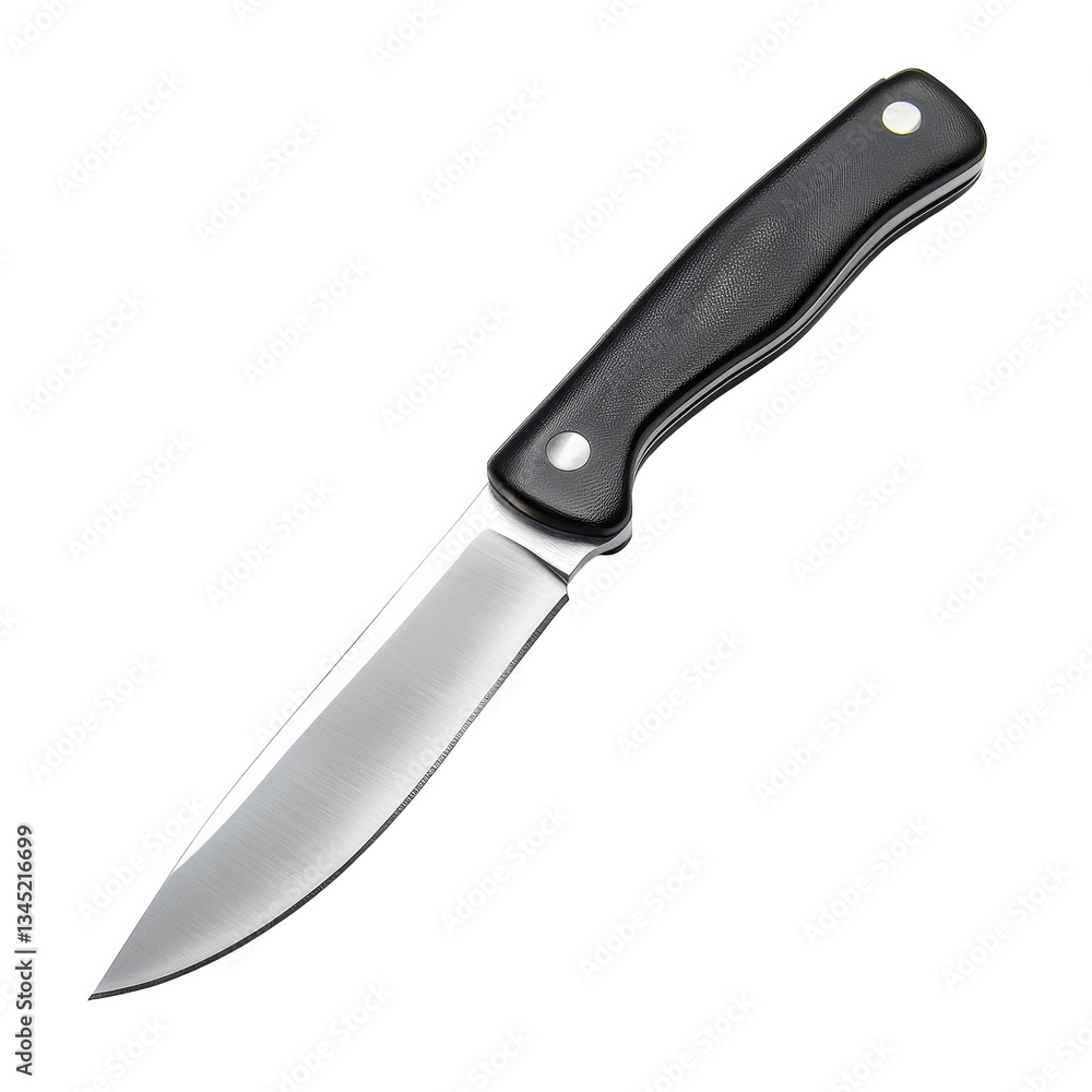 Compact universal knife with stainless steel blade, on a transparent background Compact universal knife with stainless steel blade, on a transparent background