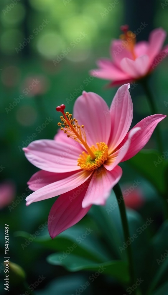 Obraz premium Delicate petals of exotic flowers blooming in the forest, botanicals, blossoms
