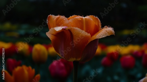 Wallpaper Mural Stunning Orange Tulip with Dew Drops Torontodigital.ca
